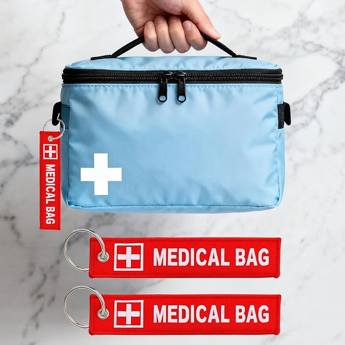 2pcs Medical Alert Tags for Bag - Medical Equipment Luggage Tags, Double-Sided Red Alert ID Tags, Reusable Respiratory Devices & Medical Supplies Keychain Label in Travel Bags & Backpacks