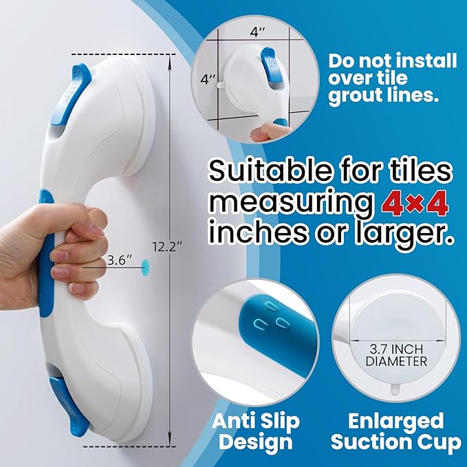 TAILI Shower Grab Bar Suction Grab Bars for Bathtubs and Showers for Elderly, Bath Handle for Seniors Bathroom Safety Handles for Elderly, Handicap Balance Assist Bath Grip No Drilling Removable