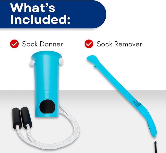 RMS Sock Aid Kit - Easy On Easy Off Device for Putting On Socks and Removing Socks or Stockings for Men and Women with Limited Mobility (Blue)