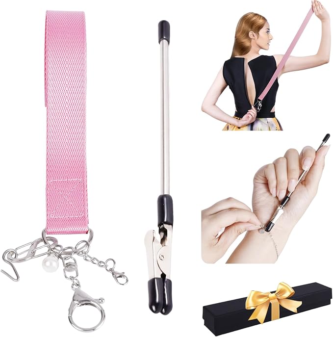Back Zipper Helper and Bracelet Helper Tool Set for Dresses and Seniors | Zipper pull assist tool and dress zipper helper reach back zippers and fasten bracelets for women, seniors, and travelers