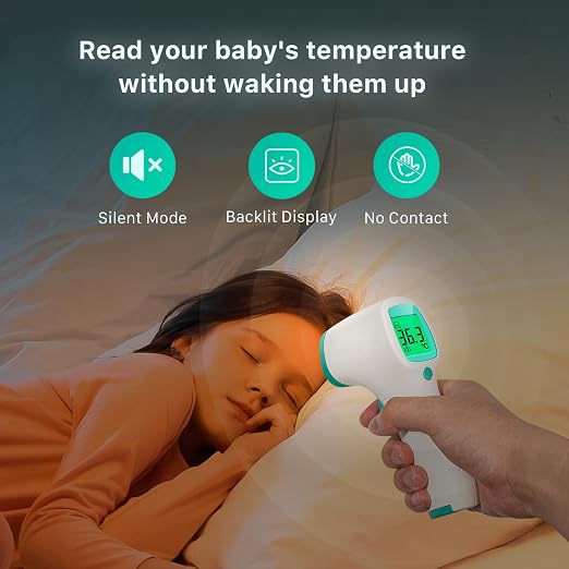 Non Contact Forehead Thermometer for Adults and Kids, Digital No-Touch Infrared Thermometer Temperature Gun for Baby ，3 Color Fever Alarm Accurate Reading 1s Fast Accurate Reading