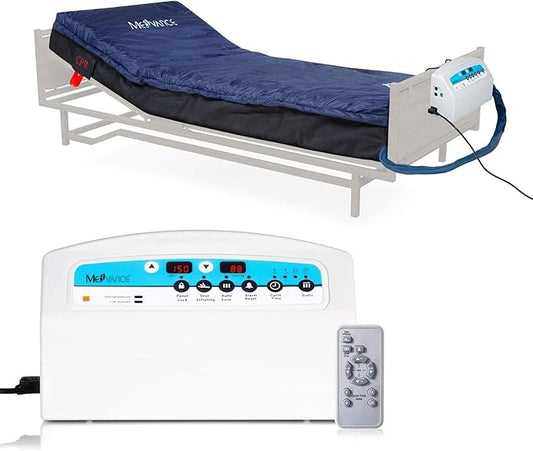 MedVance Medical Low Air Loss Mattress Replacement System with Alarm, 8 Inch with Quilted Cover Fully Digital with Remote Control, Firm Option - Blue, I Count (Pack of 1)