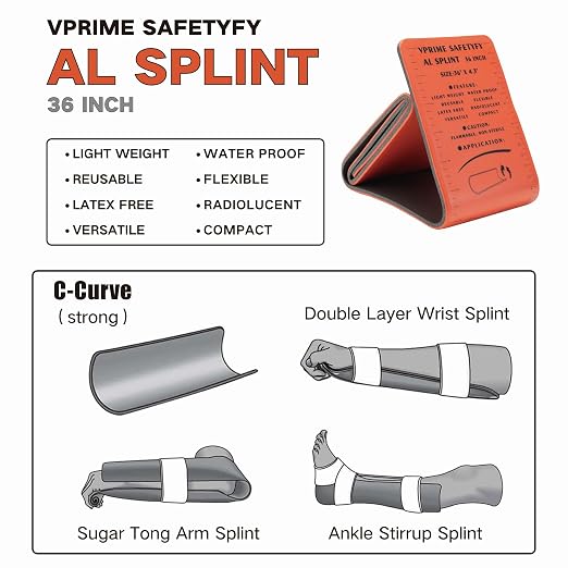 First Aid Splint, 36" Aluminum Waterproof Emergency Splint Kit | Reusable First Aid Kit, Fracture Immobilizer for Sports, Hiking, EMT, Home, Human Limbs & Pet Bone Injuries, 2 Pieces