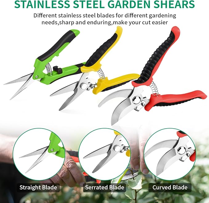 Garden Pruning Shears 3 Pack Gardening Shears Garden Scissors Stainless Steel Plant Flower Scissors Clippers Pruning Shears tijeras de jardinería