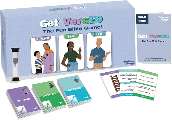 Kulture Games Get VersED | The Christian Trivia & Bible Challenge Game | Preach, List, Recite | Fun for Families, Teens, Friends & Church Groups | Christian Gift