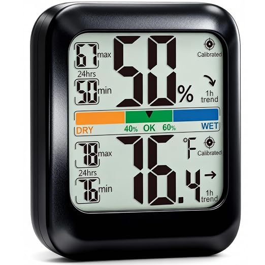 G.CATACC Room Thermometer Indoor Hygrometer Temperature Humidity Monitor | 5s Fast Refresh, 2.8" Large LCD, Battery included, Accurate Sensor for Home Office Baby Nursery Greenhouse Reptile Incubator