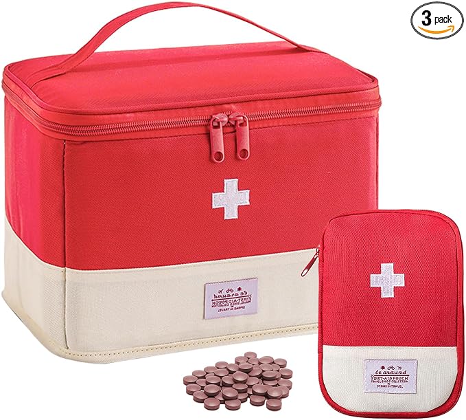 Medication Organizer Storage Bag,Large Capacity Portable Pill Bottle Organizer with Hand, Empty First Aid Kit for Home and Travel