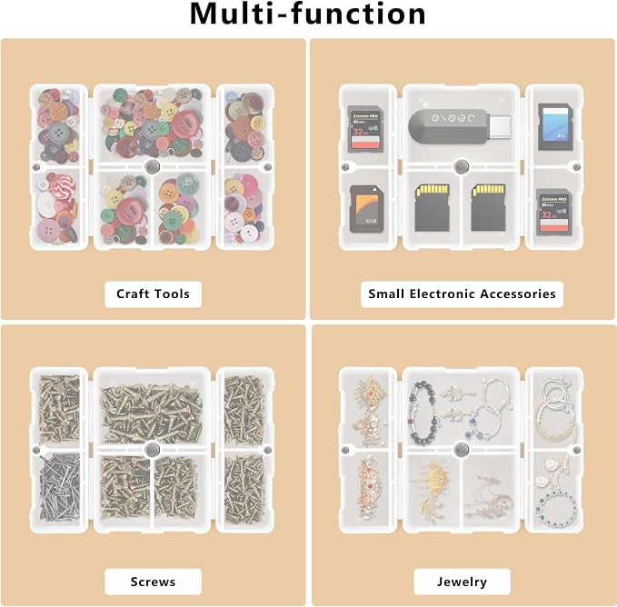 FYY Daily Pill Organizer, 7 Compartments Portable Pill Case Travel Pill Organizer,[Folding Design] Pill Box for Purse Pocket to Hold Vitamins,Cod Liver Oil,Supplements and Medication-Clear