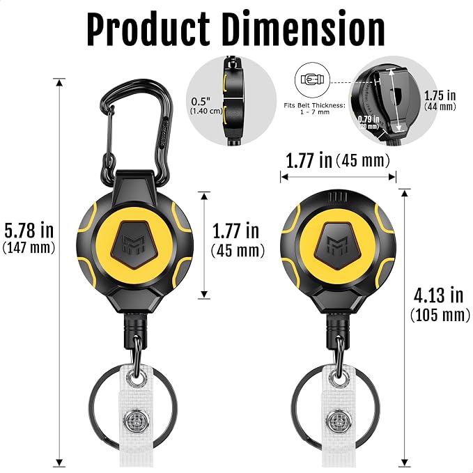 MNGARISTA Retractable Keychain Badge Reel Retractor Holder, 2 Pack