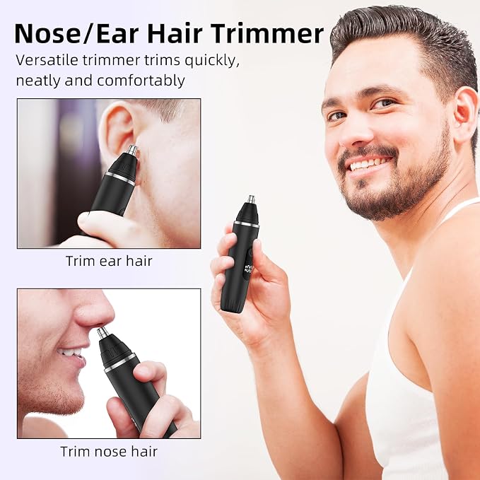 Nose Hair Trimmer Professional Painless Eyebrow Trimmer Powerful Motor and Edge Blades for Smoother Cutting (Black)
