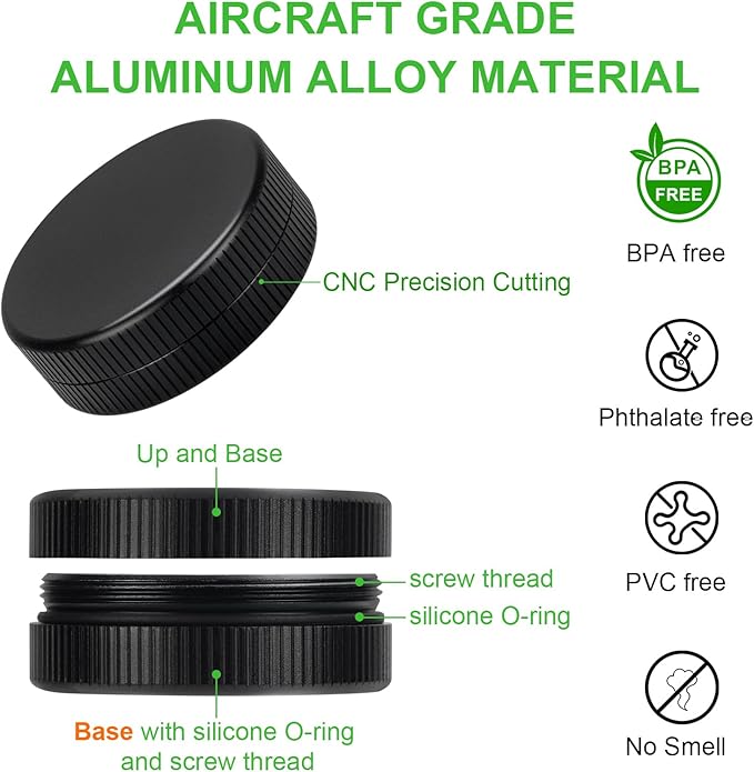 Mini Pill Case, 2Pack Aluminium Medication Organizer Containers for Purse Pocket, Travel Metal Vitamin Holder Box for Daily, Portable Waterproof Small Medicine Caddy for Camping, Working - Black