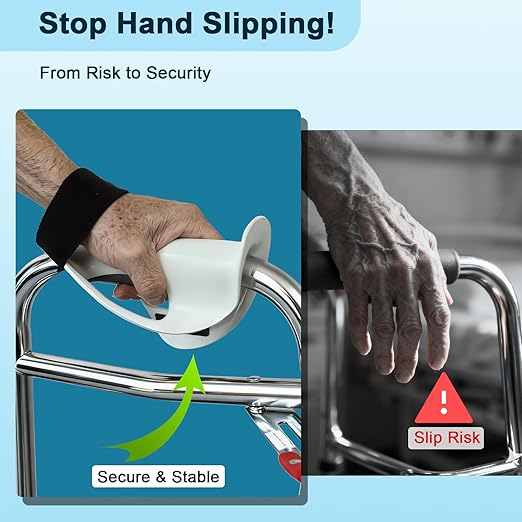 Right Hand Walker Splint with Two Securing Straps, Cushioned Walker Padding for Comfortable Grip, Hand Brace Splint for Seniors, Rehab and Elderly Rollator and Limited Hand Mobility Users