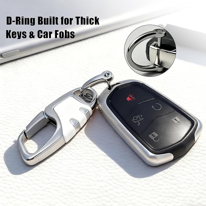 Keychain Carabiner Clip,Heavy Duty Belt Loop Car Key Ring Holder | Durable metal build, mens EDC accessory, 4 key rings, secure locking D-ring, fits belt loops, holds home, car key fobs