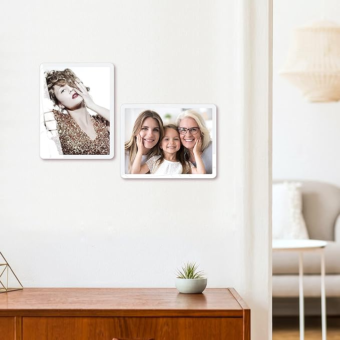 Bluesun 5x7 picture frame white,Vertical & Horizontal Wall & Tabletop | 5×7 White Photo Frame with Tempered Glass & Rounded Corners, Ideal for Kids & Family, Living Room Bedroom Hallway Office