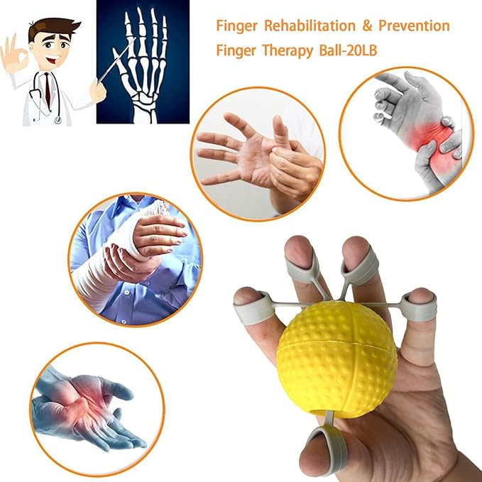 Hand Exercise Ball Squeeze Balls for Hand Therapy Finger Extension Exerciser Finger and Wrist Strengthener, Hand Grip Strengthener for Elderly, Weak Hand, Arthritis, Stroke, Carpal Tunnel