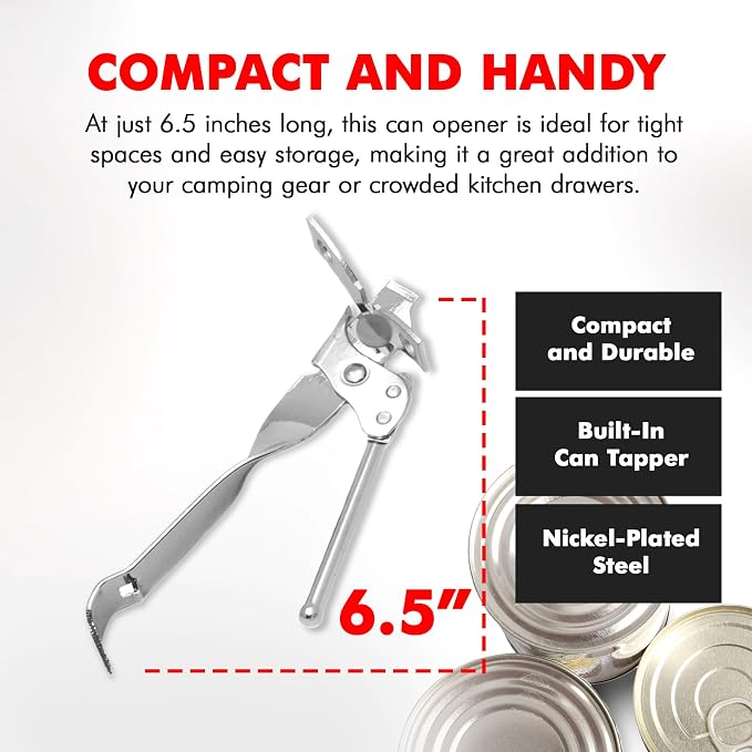 Chef Craft Select Can Opener with Tapper, 6.5 inches in length, Nickle Plated