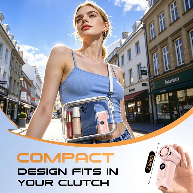 Portable handheld Fan Clip-On Mini Fan 3000mAh 5-speed 180° Rotating | 14500 RPM personal fan Pocket Size USB Cooling Fan for Travel, Beach, Makeup, Office, indoor and outdoor