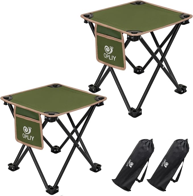 Camping Stool 2 Pack,Portable Folding Stool for Outdoor Gardening and Beach Hiking Fishing,Foot Stool with Carry Bag (Green)