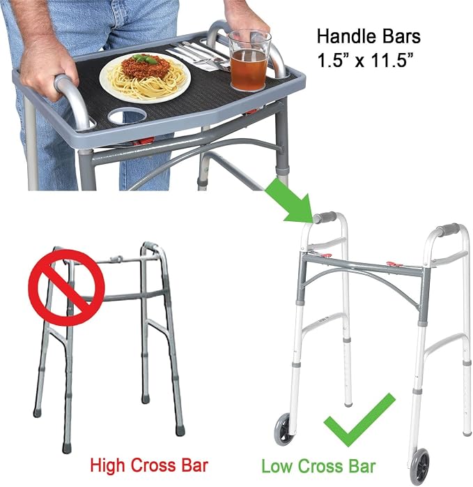 Support Plus Walker Tray Table - Mobility Table Tray for Walker, Non Slip Walker Tray Mat, Walker Accessories Mat, Cup Holder for Walker (21"x16") - Royal Blue