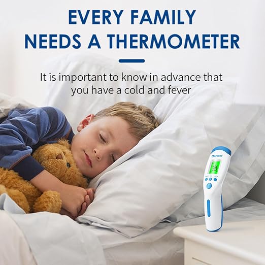 Berrcom Non-Contact Infrared Forehead Thermometer for Adults and Kids | 3-in-1 digital LCD display, fever alert, contactless reader, fast & accurate, for home use