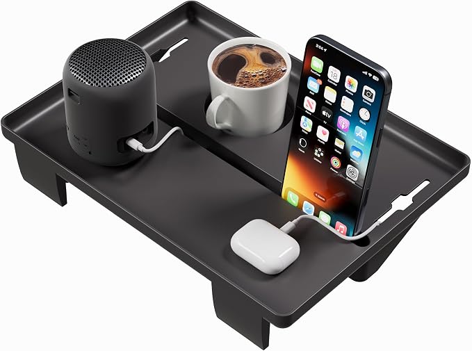 JOYMOOP Clip-On Bedside Shelf for Bunk Beds, Dorm Room Essentials, Bedside Caddy, No-Tool Install Bed Side Table Storage for Loft, Platform Beds, Nightstand Caddy for Phone, Glasses, Book, Black