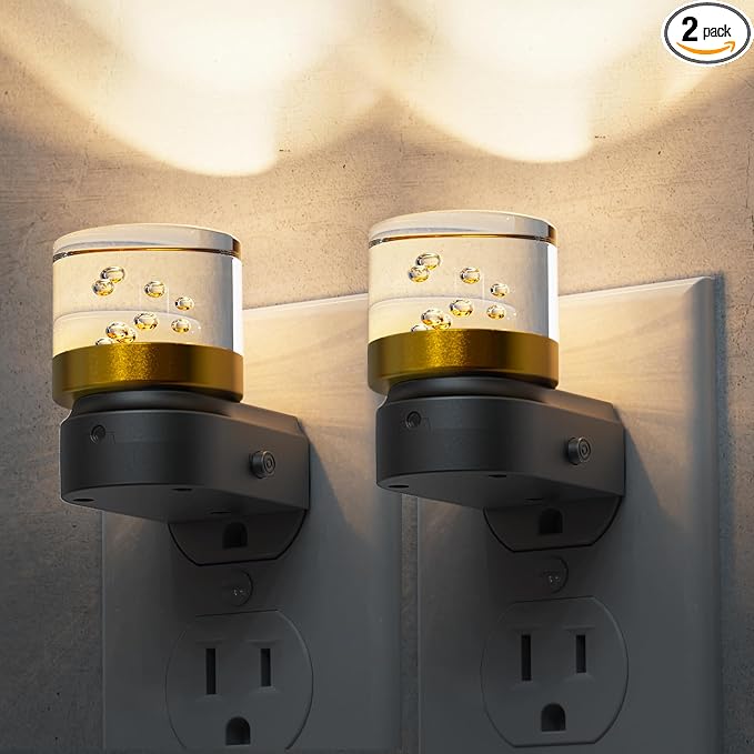 L LOHAS LED Night Light, 2 Pack Night Lights Plug into Wall | 3000K Soft Light LED NightLights, Built in Dusk to Dawn Sensor Bubble Wall Light for Hallway, Bathroom, Rooms