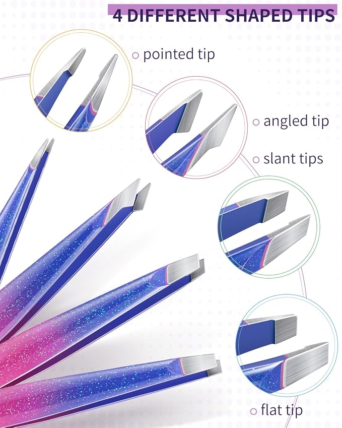 MORGLES Tweezers Set 9 Pcs Nail Clipper Kit with Case for Eyebrows Grooming | 5 Tweezers, Clippers, Scissors, Rust-Proof Steel, Travel Press-On Case, Gift for Him/Her, for Splinters, Brows, Facial Hair