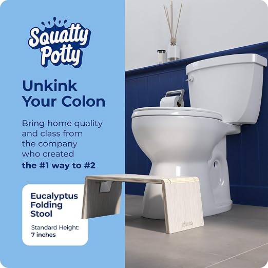 Squatty Potty Oslo Eucalyptus Folding Toilet Stool – Compact, Stylish, and Space-Saving Design for Better Bathroom Posture, Durable Eucalyptus, No Assembly Required