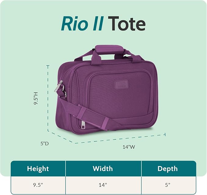 U.S. Traveler Rio 14" Travel Tote Bag, Lightweight 1200D Carry-On Bag for Women & Men