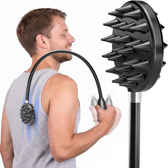 TUKUOS Curved Back Scratcher, 29.6 in Bendable Long Handle, Gifts for Men | Double-Sided Head, Flexible Reach For Hard-To-Reach Spots, U-Shaped Design, Stocking Stuffer For Dad, Husband And Women