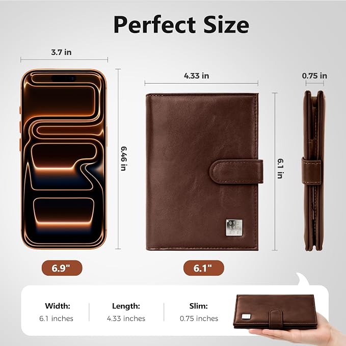Veki Passport Holder for Travel, RFID Blocking Passport Cover, Dark Brown | Passport Wallet, RFID Blocking, PU Leather, Durable Passport Case with Card Holder, Pen Slot, Travel Essentials for Women Men