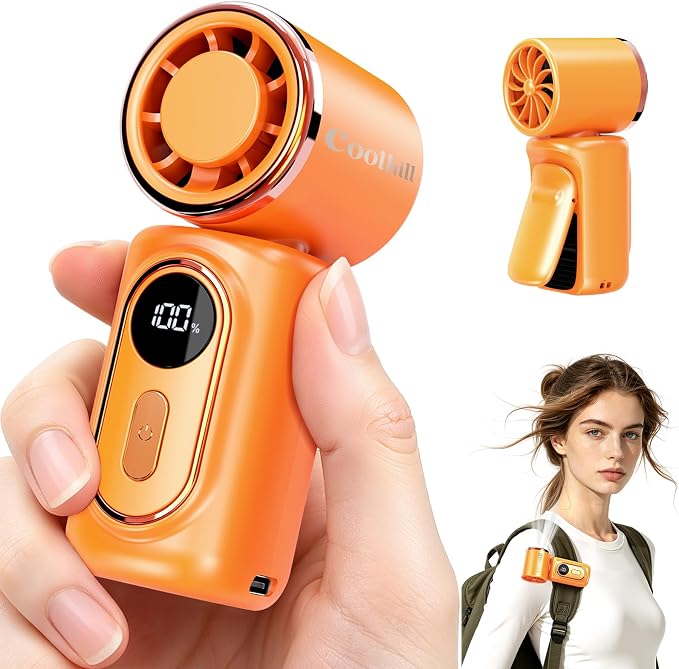 Portable Clip-On Mini Fan Handheld Turbo Fan 3000mA 14500 RPM | 5-speed adjustable high-speed personal fan,Pocket Size USB Cooling Fan for makeup,Travel, Lash Tech & Office