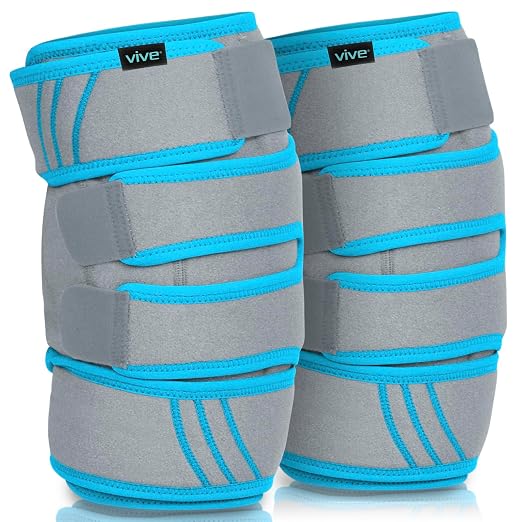 Vive Knee Ice Pack Wrap (2 Pack) - Cold/Hot Gel Compression Brace | Strap for Arthritis Pain, Tendonitis, ACL, Athletic Injury, Osteoarthritis, Women, Men, Running, Meniscus, Patella, & Surgery