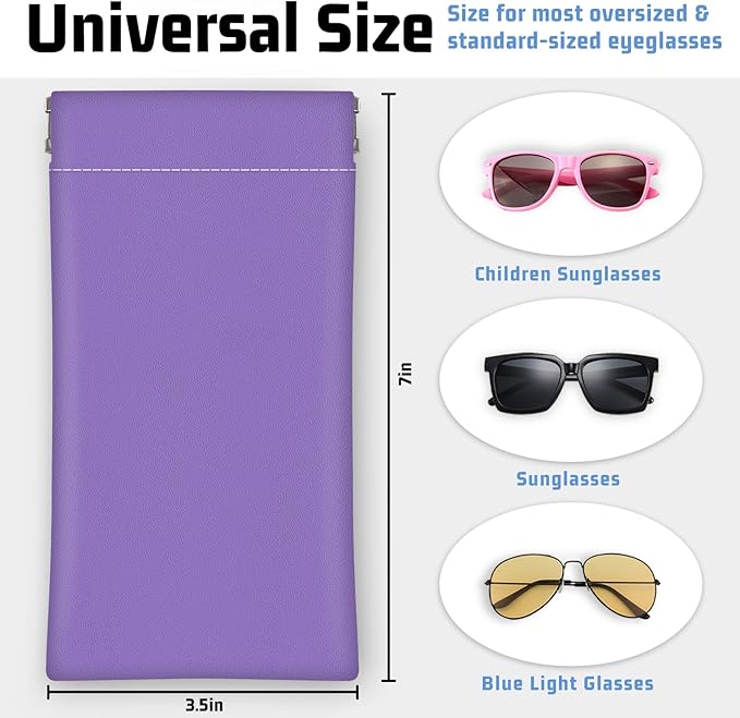 Soft Sunglasses Eyeglass Glasses Case,7x3.5inch Portable PU Leather Squeeze Top Holder Bag Pouch for Women Men