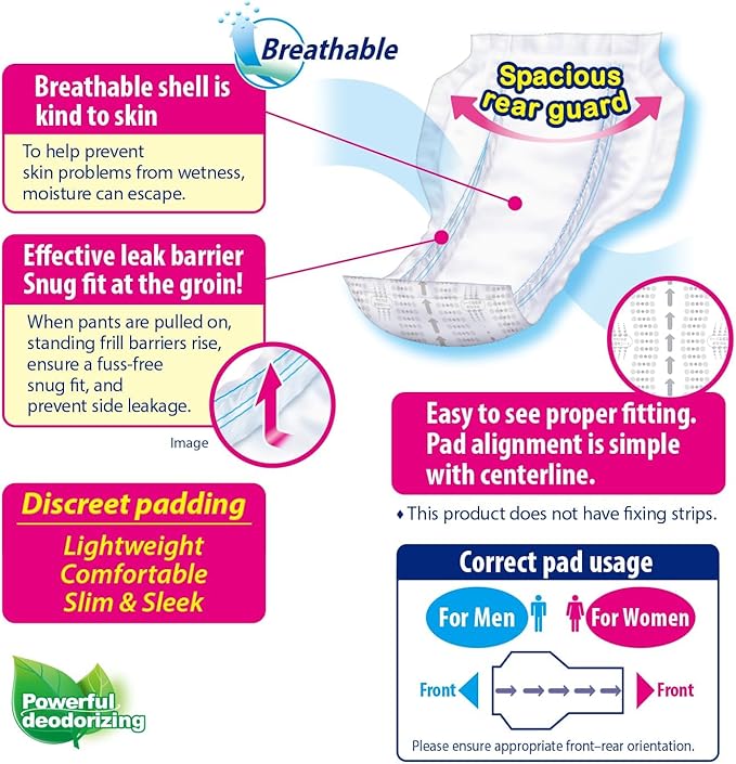 Refré Adult Diaper Insert Pads for Night - Unisex Protective Underwear Liners for Overnight Protection - Booster Pads for Tabbed Briefs - Odor Control Adhesive Incontinence Pads - 11"x 19.3" - 42 Ct