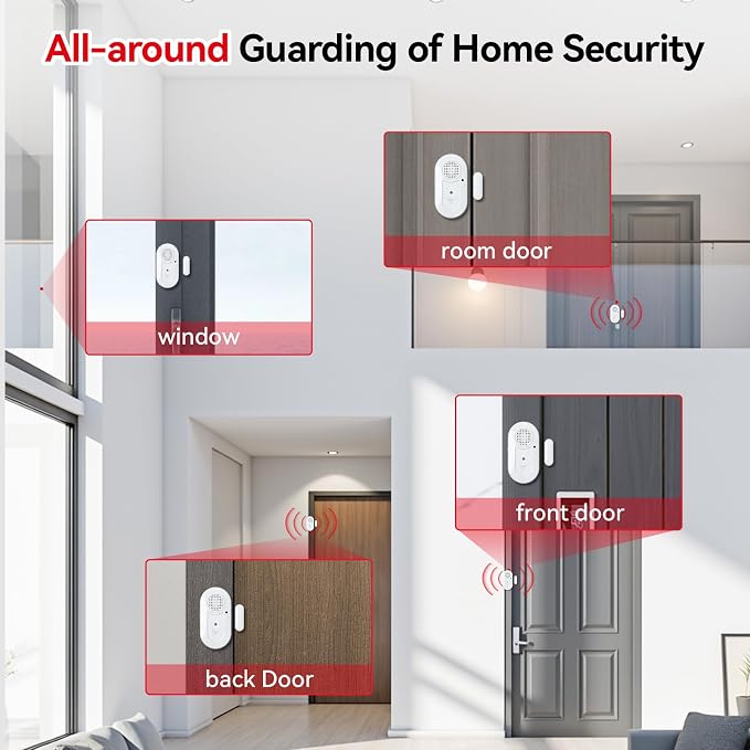 Sanjie Door Window Alarms - 5 Pack,125dB,Volume Control,Window Door Open Alarm Sensors for Kids Safety/Dementia/Pool,Wireless Sensors Keep Your Home Security,Easy to Install,Long Battery Life