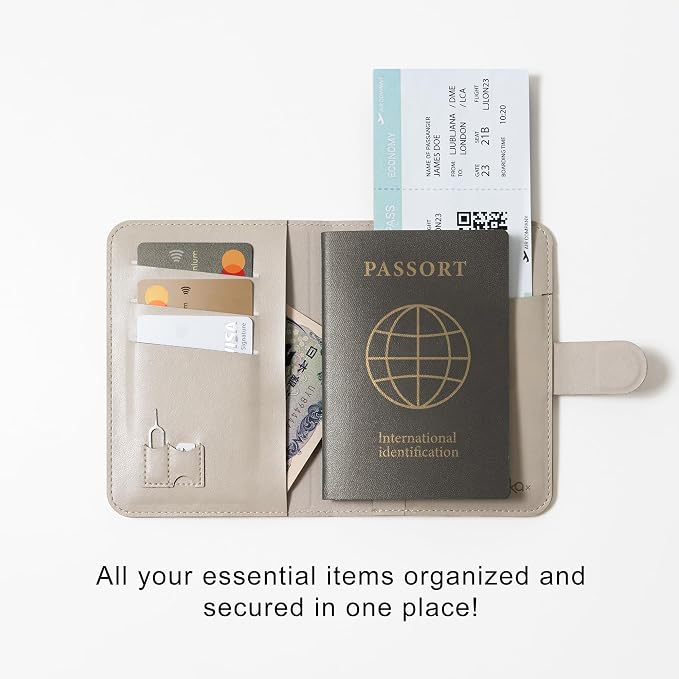 Leatherette Passport Holder with Floral Patterns, Premium PU Leather, Snap Button Closure, Travel Wallet Cover for Passport, Boarding Pass, and Cards (Enchanting blossom)
