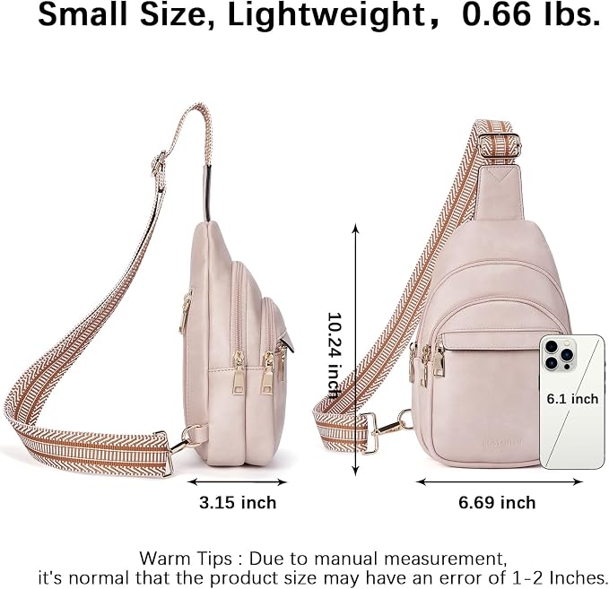 BOSTANTEN Sling Bag for Women Leather Crossbody Bags Fanny Pack Chest Bag for Travel | Adjustable Wide Strap, Small, Anti Theft, Lightweight, Multi Pockets and Carrying Way, Card Slot, Cute Trendy for Everyday