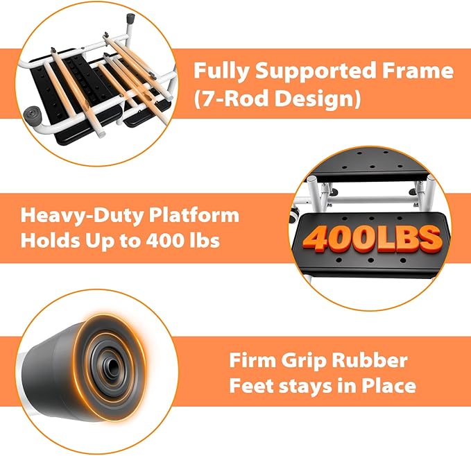 Step Stool with Handle for Elderly with Lockable Casters 5-Level Adjustable Handrail Non-Slip Platform Bed Steps for High Beds for Adults for Bathtub Kitchen High Beds Foot Stool