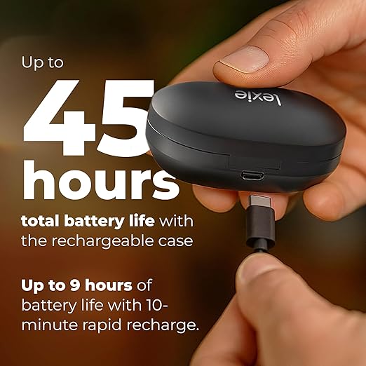 Lexie H1 OTC Rechargeable Hearing Aid Earbuds for Seniors & Hearing Loss - Active Noise Cancelling - Bluetooth Streaming from iOS & Android Devices - Includes Charging Case with up to 45 Hours of use