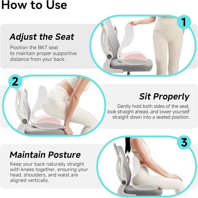 BKT Ergonomic Seat Cushion - Lumbar Support Pillow for Office Chair & Floor | Premium upgraded materials for long sitting. Comfort for students, nursing mothers, office workers and outdoor fishing trips