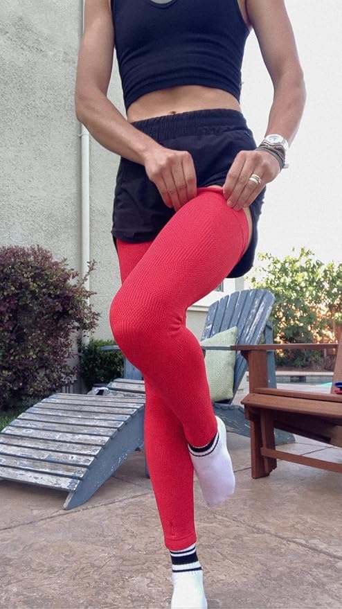Incrediwear Leg Sleeve 2pk – Full Length Long Leg Sleeve for Leg Pain Relief & Leg Muscle Recovery, Helps Reduce Swelling & Inflammation, Promotes Circulation for Men & Women (Red, Small)