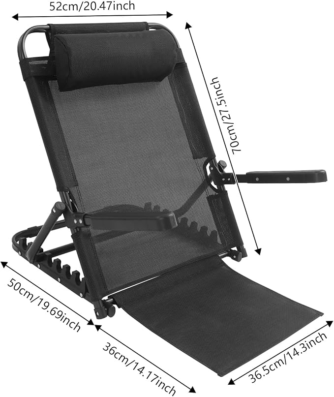 Lifting Bed Backrest, Oxford Cloth Backrest Chair 8 Gears Adjustable Armrest Sit up Back Rest for Read Watch TV Eat Black