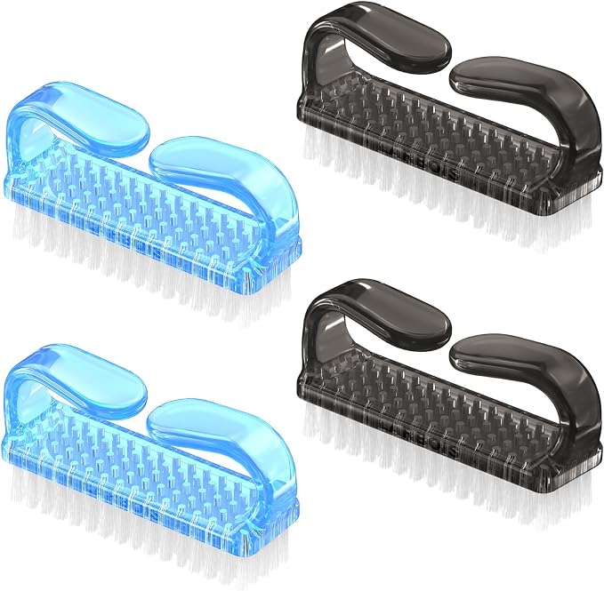 Handle Grip Cleaning Nail Brush, Larbois Nail Brushes Hand Fingernail Brush Cleaner Scrubbing Kit Pedicure for Toes and Nails Men Women (Color-3)