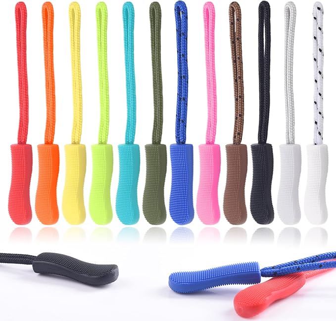 CooBigo 25Pack Zipper Pull Replacement, Golf Bag Zipper Pull Replacement Tab for Backpack, Jackets, Pants, Boots, Coats, Luggage - 12 Colors(Universal Extender)