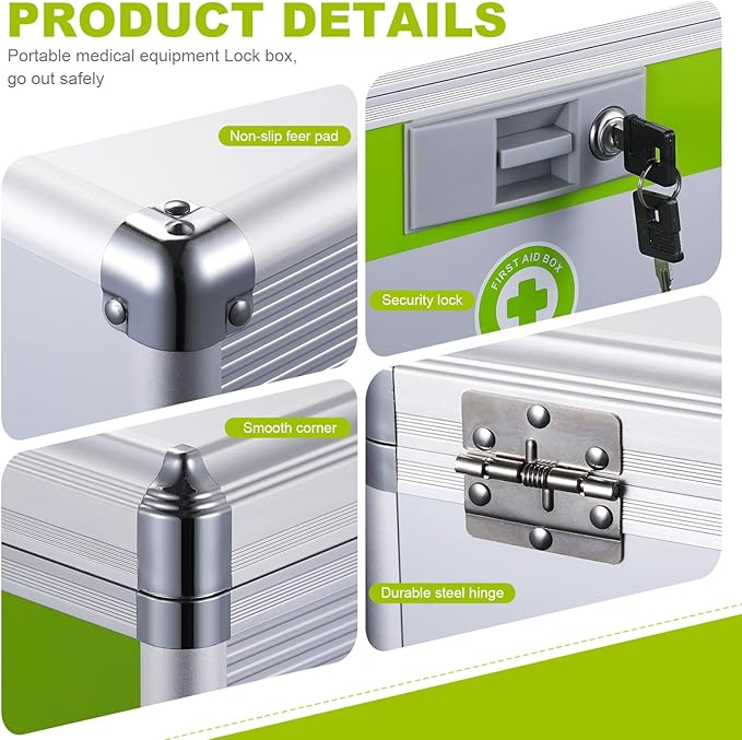 Medicine box with lock 15.9 x9.3X 8.9 inches [Extra Large] | Medication Lock box ，First Aid Key Safe Box with Lock, Medical Box Organizer