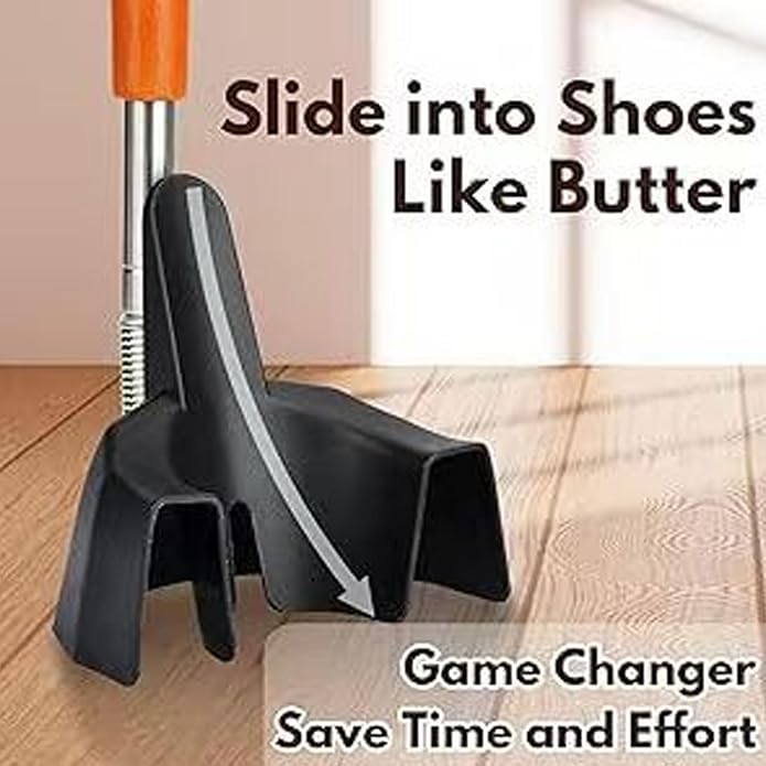 Zunate Long Handle Shoe Horn with 31 Inch Telescopic Rod, Stainless Steel Tool for Seniors and Pregnant Women to Assist in Putting on Sneakers and Dress Shoes