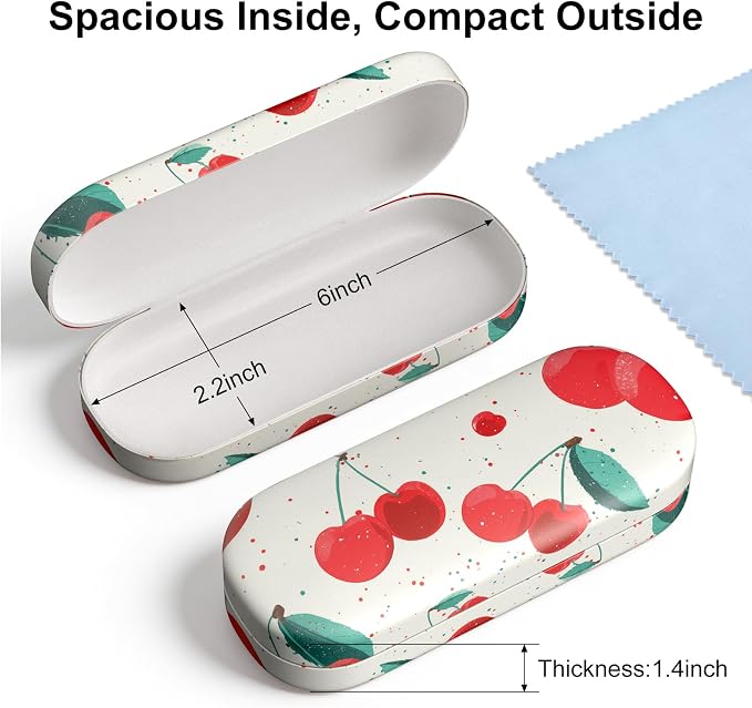 Hard Shell Leather Sunglasses Case,Classic Fashionable Cute Large Glasses Case for Women Men,Sunglass Eyeglasses