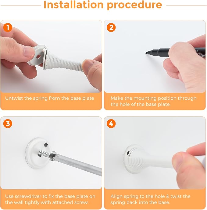 Ravinte Door Stoppers, 18 Pack White Spring Door Stops with Rubber Bumper, Door Stoppers for Bottom of Door