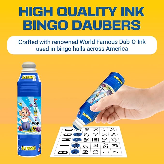 Lucky Lady Bingo Daubers Bulk, 72-Pack Multicolors Bingo Dauber for Adults - Smooth & Even Application, Non-Drip & Quick-Dry Formula Bingo Markers Daubers for Bingo Halls - Made with Dab-O-Ink